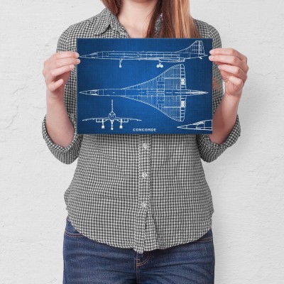 Plakat metalowy Samolot Concorde Blueprint Prezent