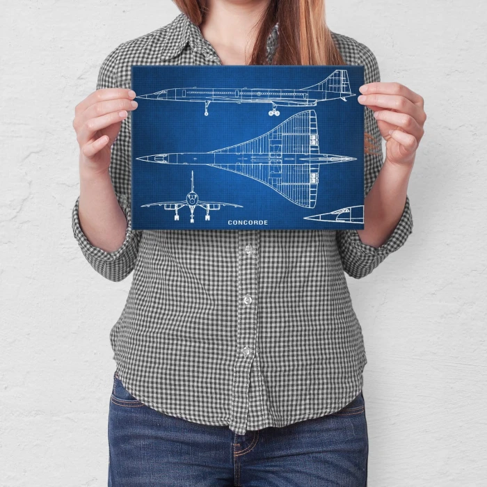 Plakat metalowy Samolot Concorde Blueprint Prezent