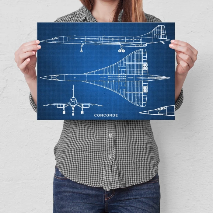 Plakat metalowy Samolot Concorde Blueprint Prezent