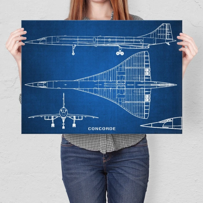 Plakat metalowy Samolot Concorde Blueprint Prezent