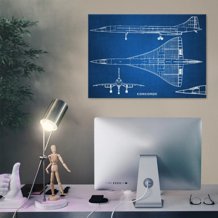 Plakat metalowy Samolot Concorde Blueprint Prezent