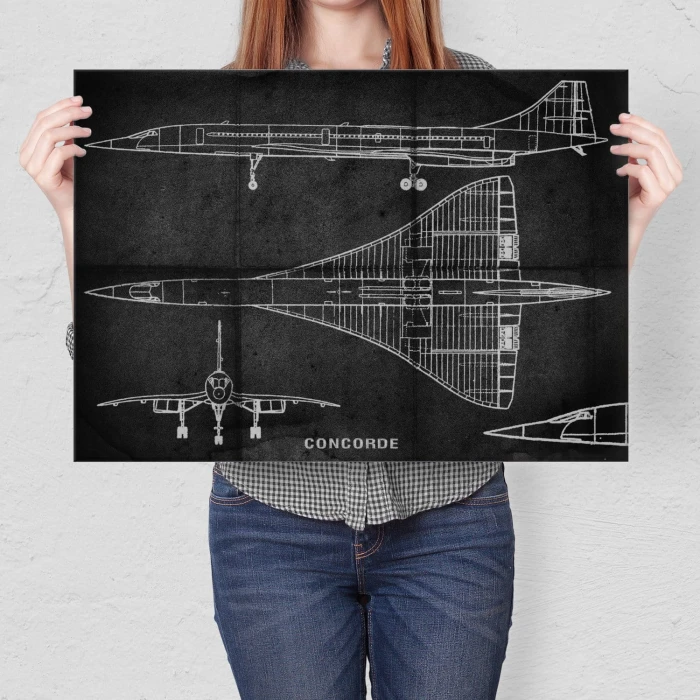 Plakat metalowy Samolot Concorde Projekt Prezent