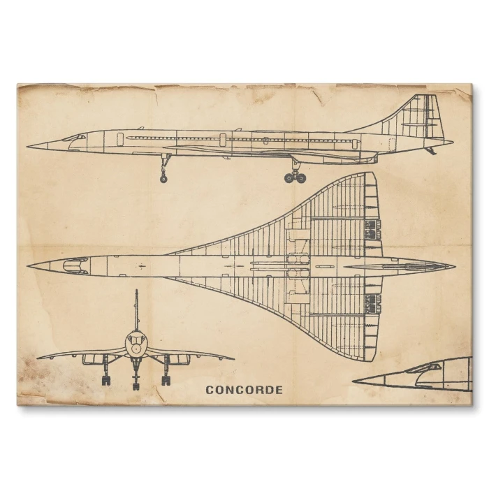 Plakat metalowy Samolot Concorde Vintage Prezent