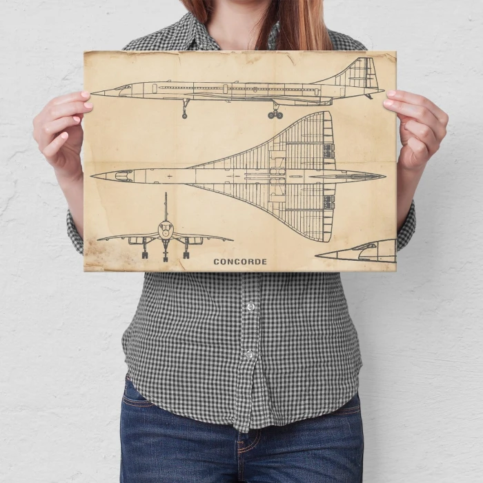 Plakat metalowy Samolot Concorde Vintage Prezent
