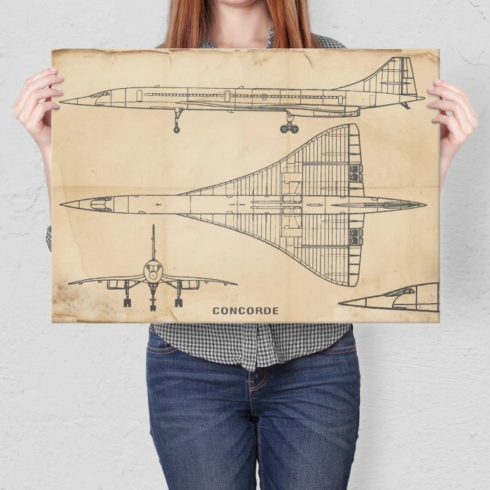 Plakat metalowy Samolot Concorde Vintage Prezent
