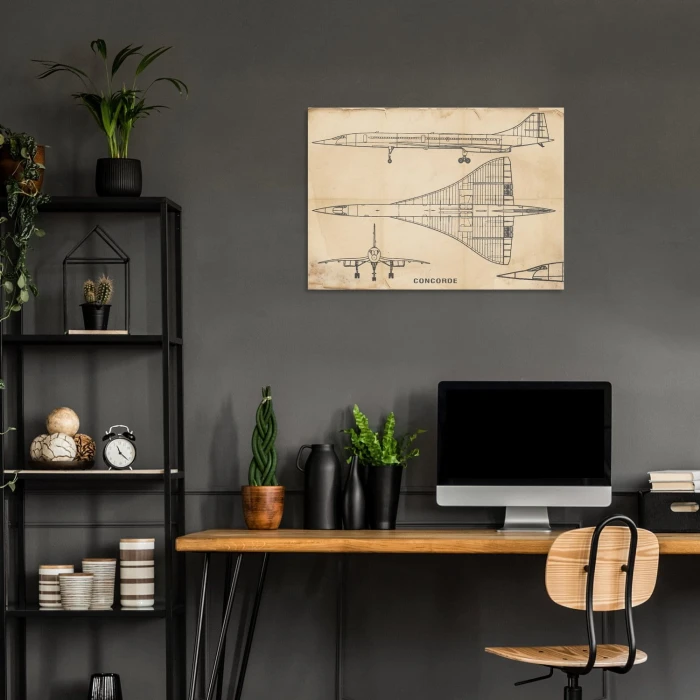 Plakat metalowy Samolot Concorde Vintage Prezent