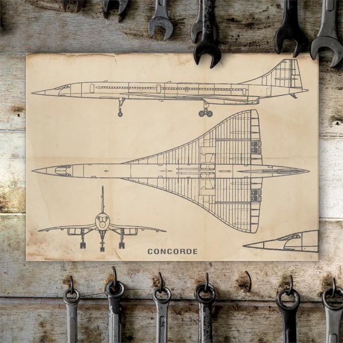 Plakat metalowy Samolot Concorde Vintage Prezent