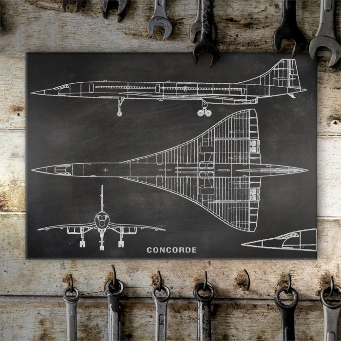 Plakat metalowy Samolot Concorde Tablica Prezent