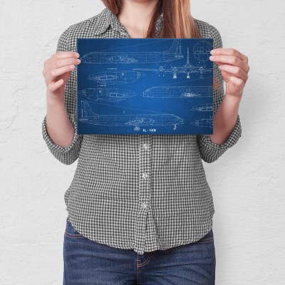 Plakat metalowy Samolot IŁ-18 Blueprint Prezent