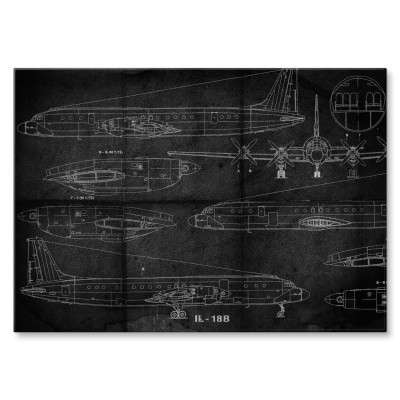 Plakat metalowy Samolot IŁ-18 Schemat Prezent