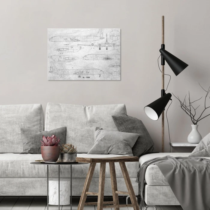 Plakat metalowy Samolot IŁ-18 Schemat Prezent