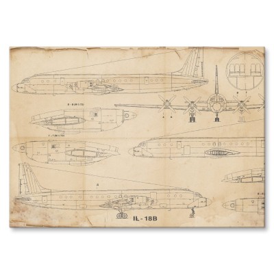Plakat metalowy Samolot IŁ-18 Vintage Prezent