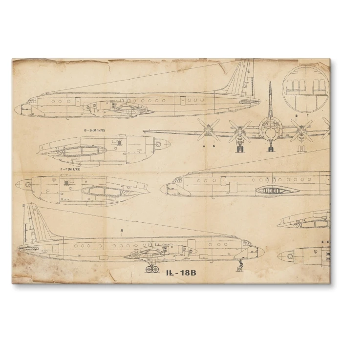 Plakat metalowy Samolot IŁ-18 Vintage Prezent