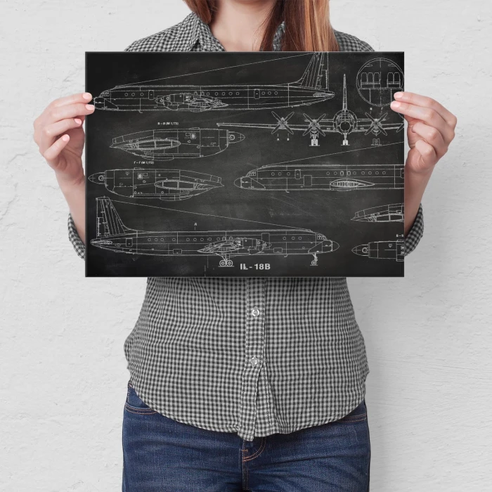 Plakat metalowy Samolot IŁ-18 Projekt Prezent