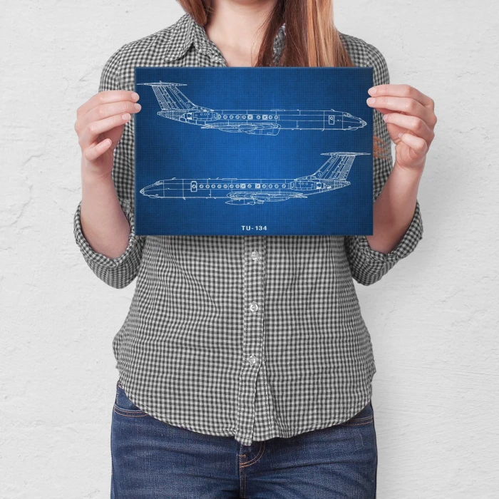 Plakat metalowy Samolot Tupolev TU-134 Prezent