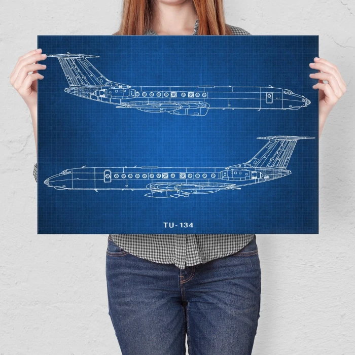 Plakat metalowy Samolot Tupolev TU-134 Prezent