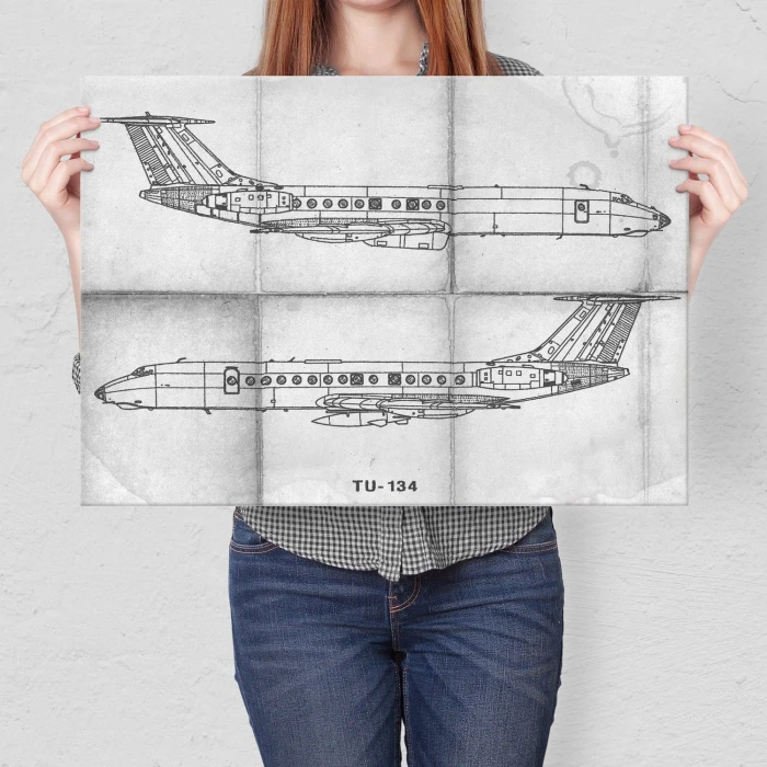 Plakat metalowy Samolot Tupolev TU-134 Prezent