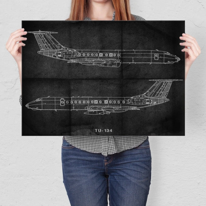 Plakat metalowy Samolot Tupolev TU-134 Prezent