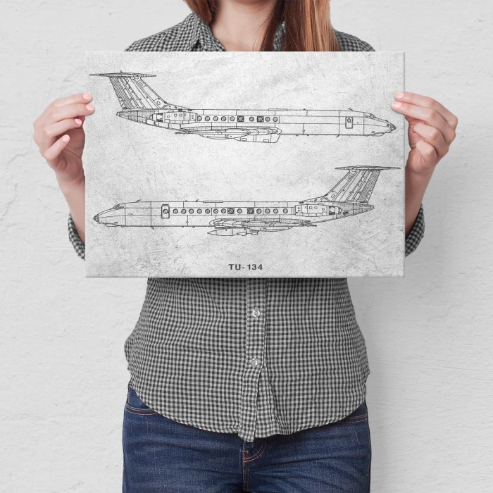 Plakat metalowy Samolot Tupolev TU-134 Prezent