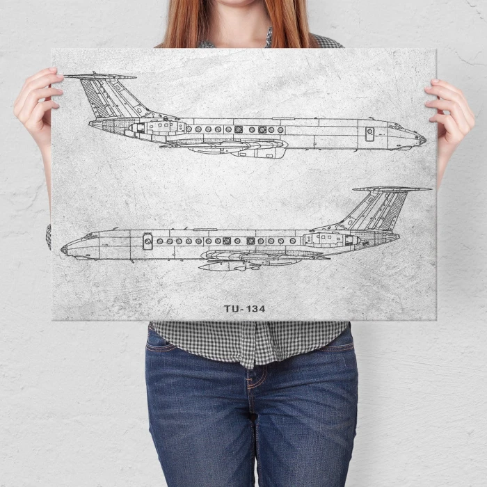 Plakat metalowy Samolot Tupolev TU-134 Prezent