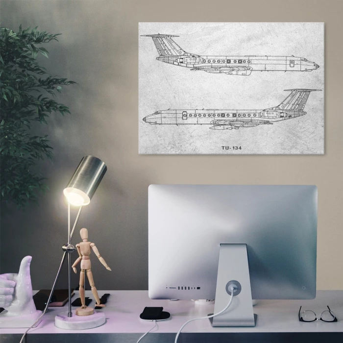 Plakat metalowy Samolot Tupolev TU-134 Prezent