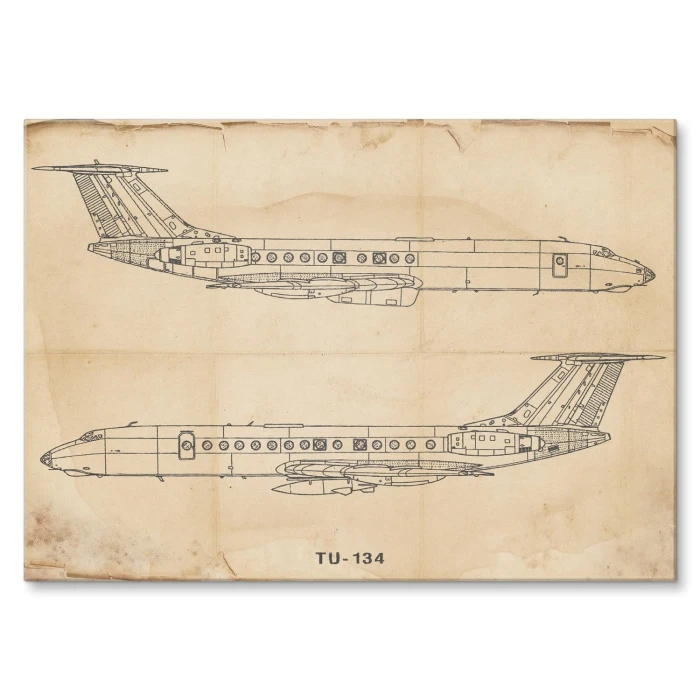 Plakat metalowy Samolot Tupolev TU-134 Prezent