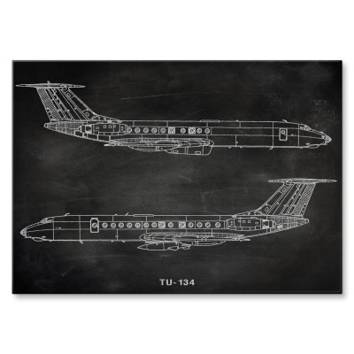 Plakat metalowy Samolot Tupolev TU-134 Prezent