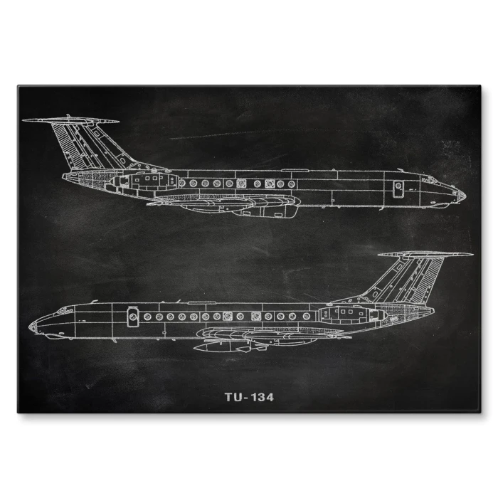Plakat metalowy Samolot Tupolev TU-134 Prezent