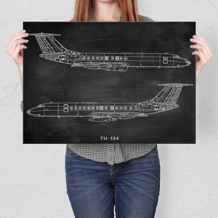 Plakat metalowy Samolot Tupolev TU-134 Prezent