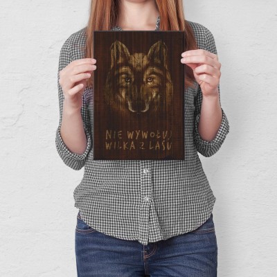 Plakat metalowy Nie wywołuj wilka z lasu Prezent
