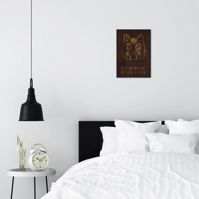 Plakat metalowy Nie wywołuj wilka z lasu Prezent