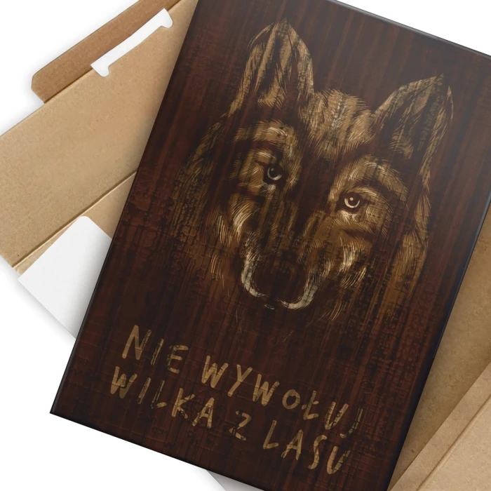 Plakat metalowy Nie wywołuj wilka z lasu Prezent