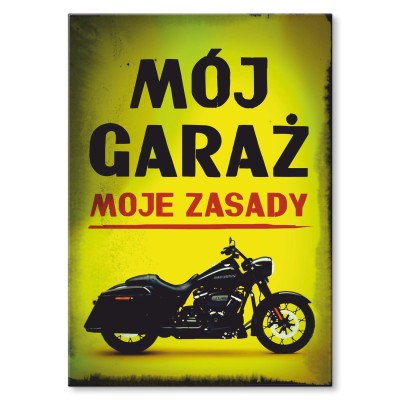 Plakat metalowy Mój garaż Harley Prezent