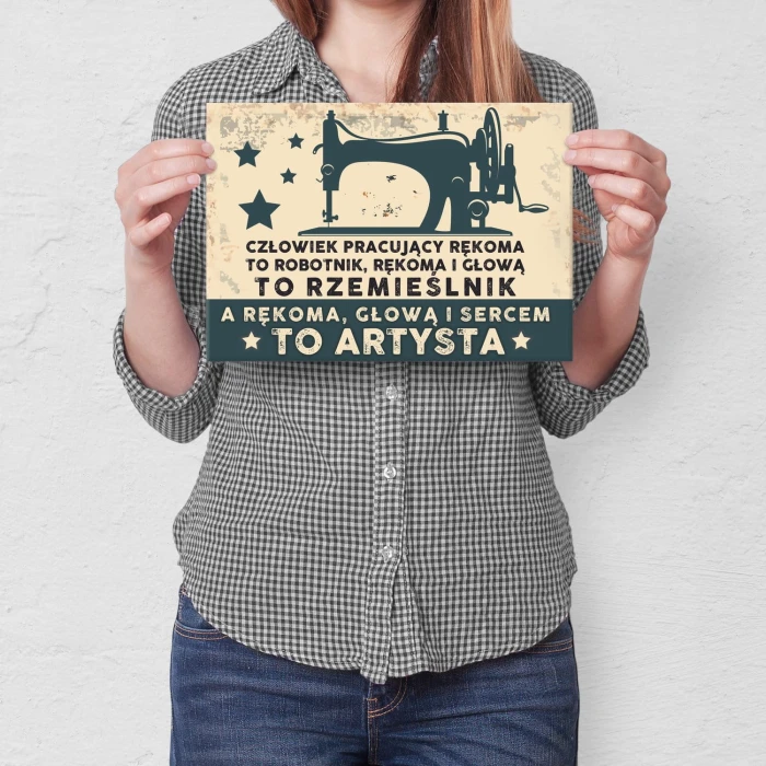 Plakat metalowy krawiec artysta Prezent