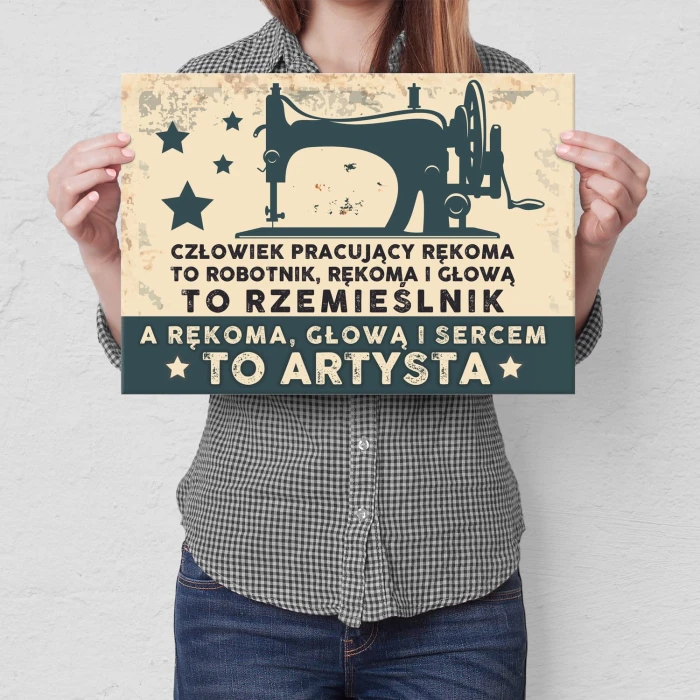 Plakat metalowy krawiec artysta Prezent