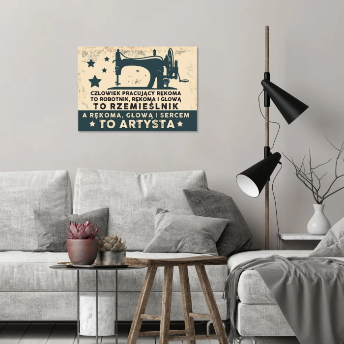 Plakat metalowy krawiec artysta Prezent