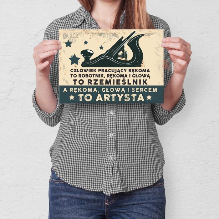 Plakat metalowy stolarz artysta Prezent
