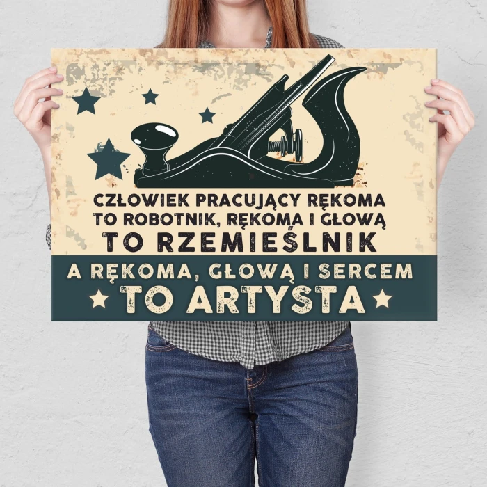 Plakat metalowy stolarz artysta Prezent