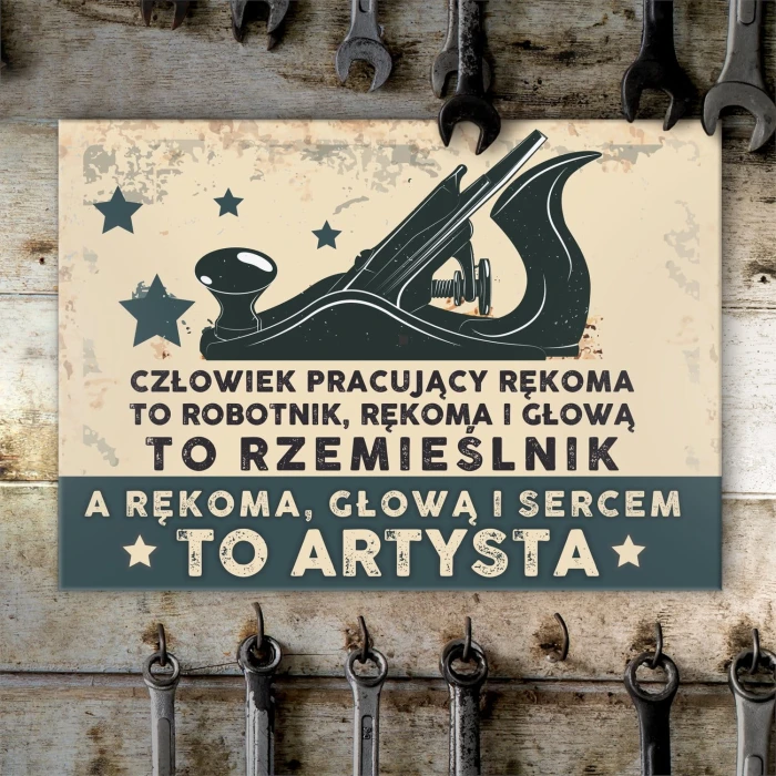 Plakat metalowy stolarz artysta Prezent