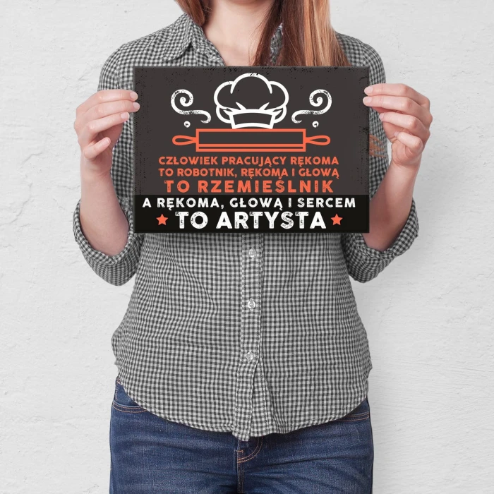 Plakat metalowy Kucharz artysta Prezent
