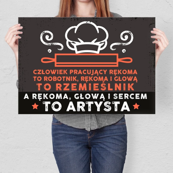 Plakat metalowy Kucharz artysta Prezent
