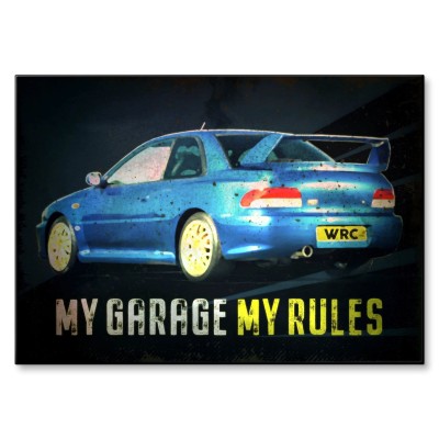 Plakat metalowy My garage My rules Impreza Prezent