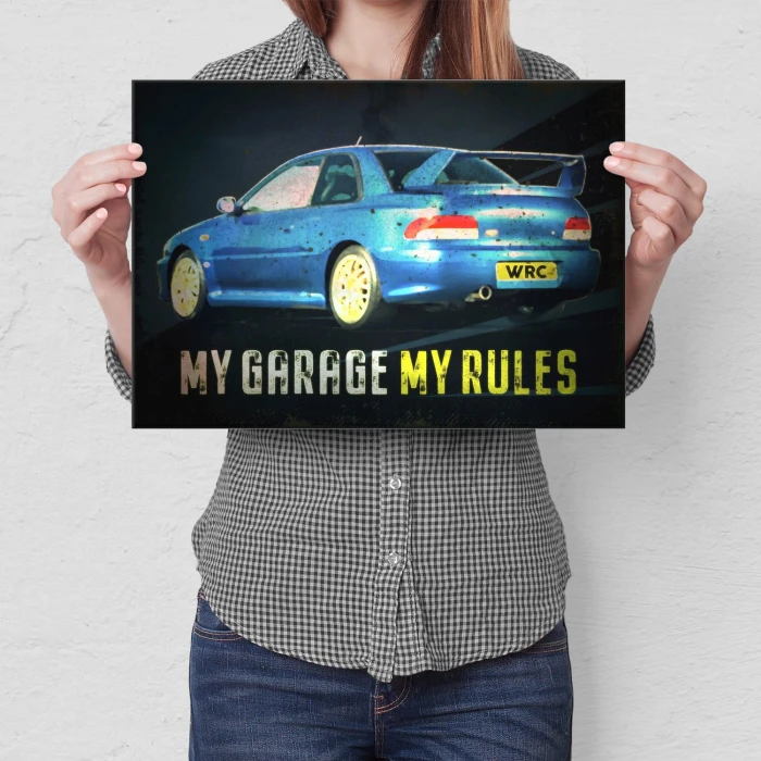 Plakat metalowy My garage My rules Impreza Prezent