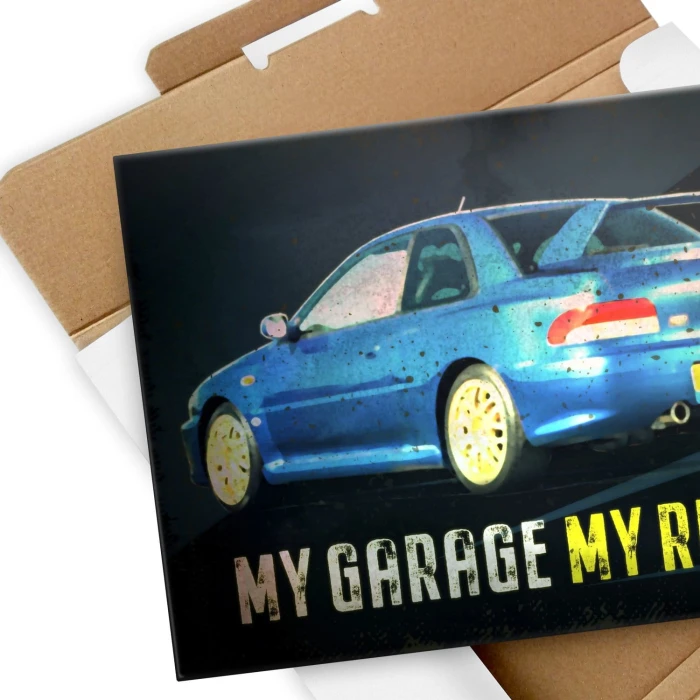 Plakat metalowy My garage My rules Impreza Prezent
