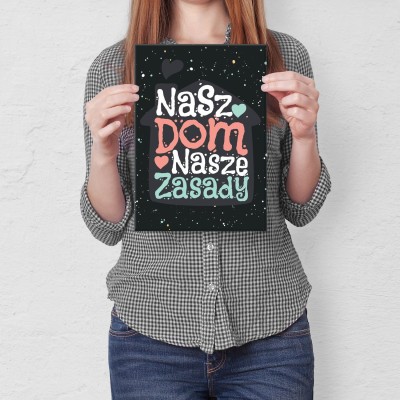 Plakat metalowy Nasz dom nasze zasady Prezent