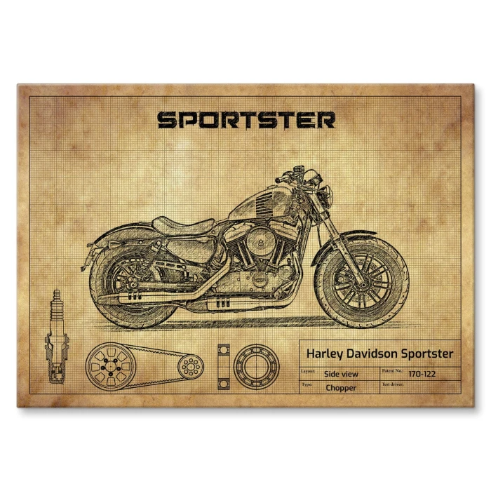 Plakat metalowy Harley Davidson Sportster Prezent