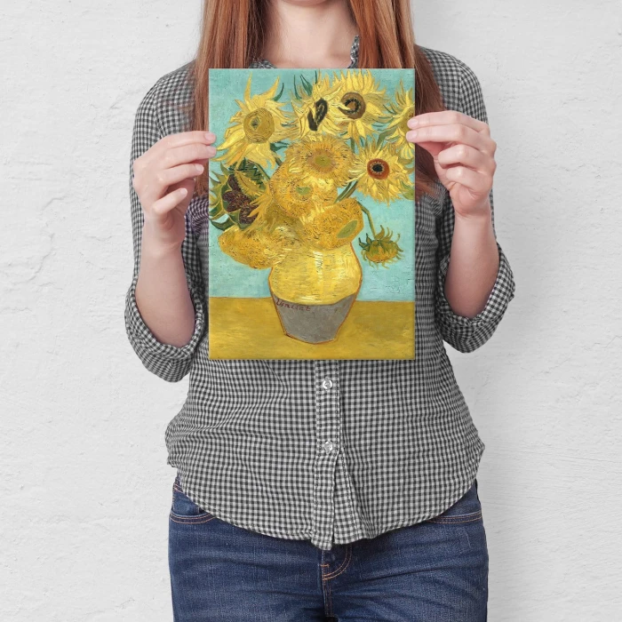 Poster metal Sunflowers van Gogh gift
