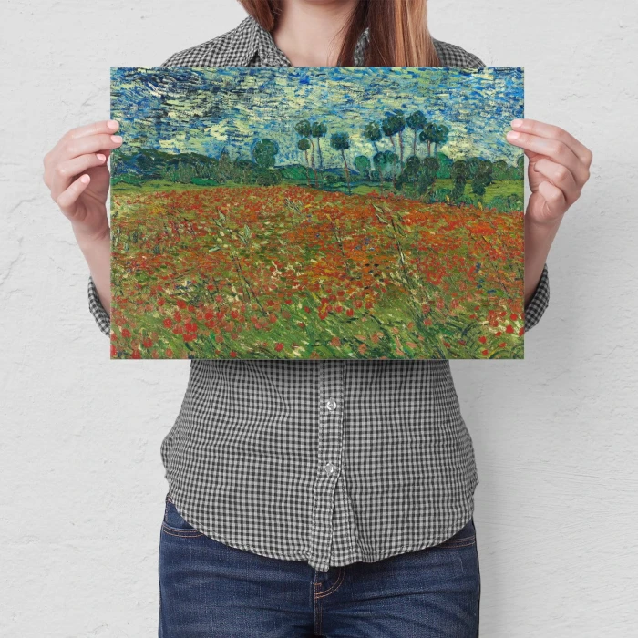 Poster metal Poppy field van Gogh gift