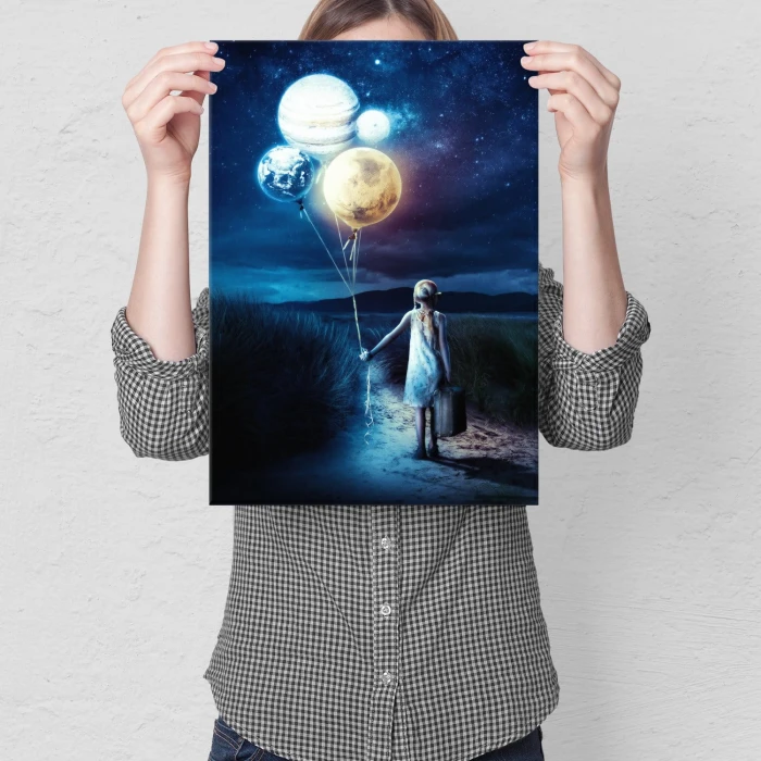Poster metal planet girl gift