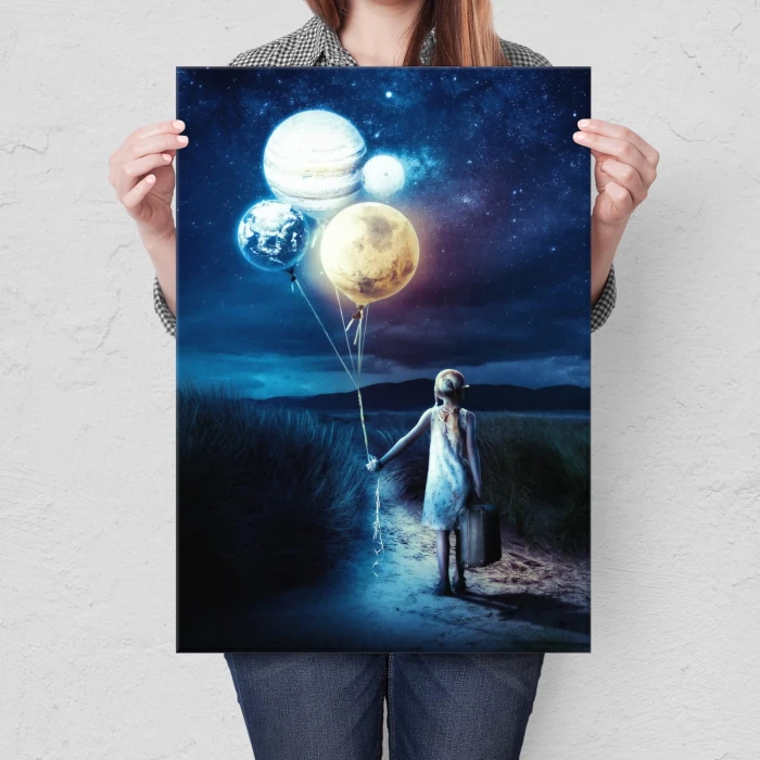 Poster metal planet girl gift